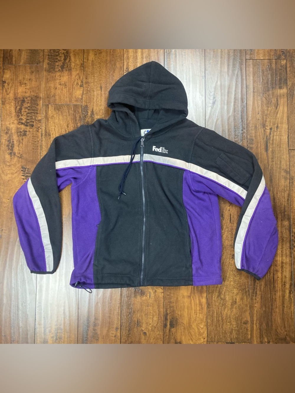 FedEx Hooded Fleece Full Zip Purple Black Jacket VF Imagewear Men’s Small.